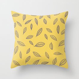 Leaf pattern yellow Throw Pillow