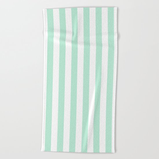 Mint green and White stripes-vertical Beach Towel