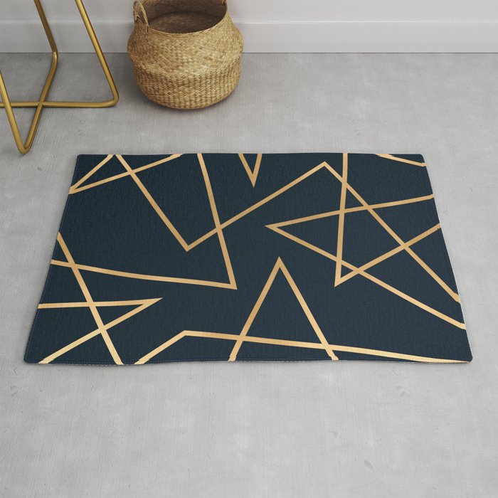 Navy & Gold Abstract Rug