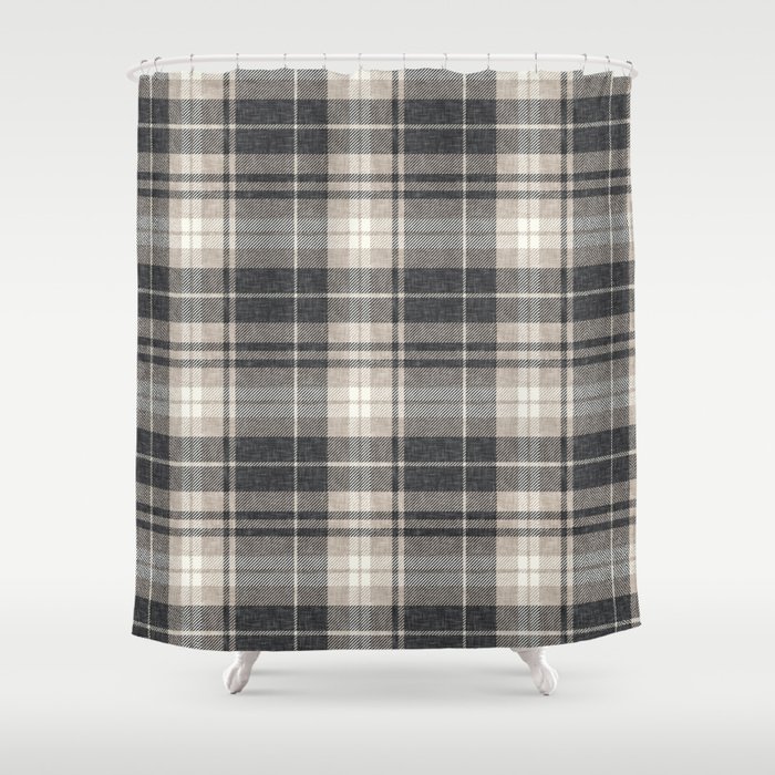 fall plaid - tan and charcoal Shower Curtain