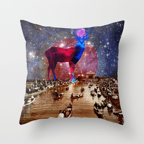 DeerInvasion - SpaceCatMix Throw Pillow
