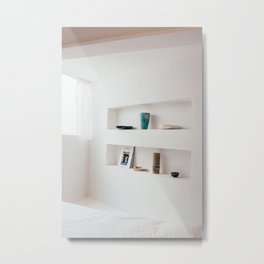 Bright interior; artprint inspiration white minimal scandinavian modernistic decor cozy home  Metal Print