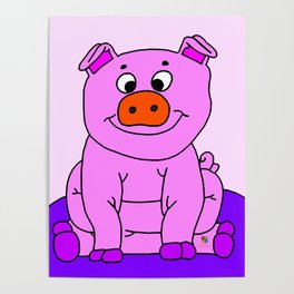 Wide-eyed Piggy Poster