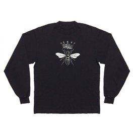Queen Bee Pattern No. 1 | Vintage Bees with Crown | Black and White | Long Sleeve T-shirt