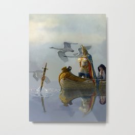 “King Arthur Takes the Sword” by NC Wyeth Metal Print | Painting, Knight, Excalibur, Honour, Chivalry, Ncwyeth, Sword, King, Romanticism, Medieval 