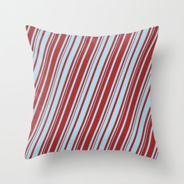 [ Thumbnail: Light Blue & Brown Colored Lines Pattern Throw Pillow ]