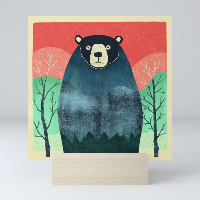 Bear and Trees Mini Art Print