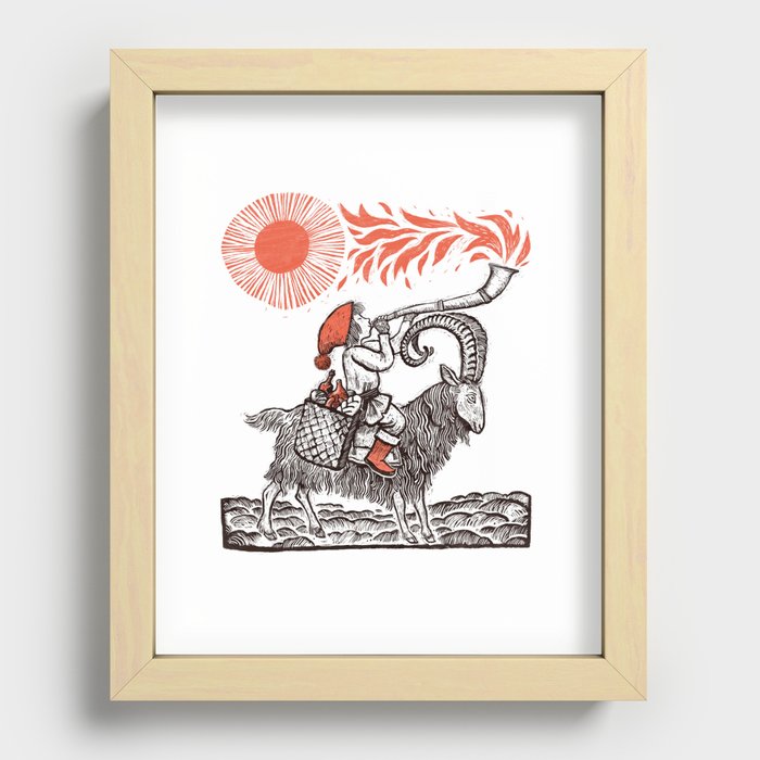 Yule Goat and Solstice horn Recessed Framed Print