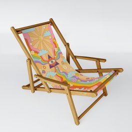 retro hippie boho rainbow print  Sling Chair