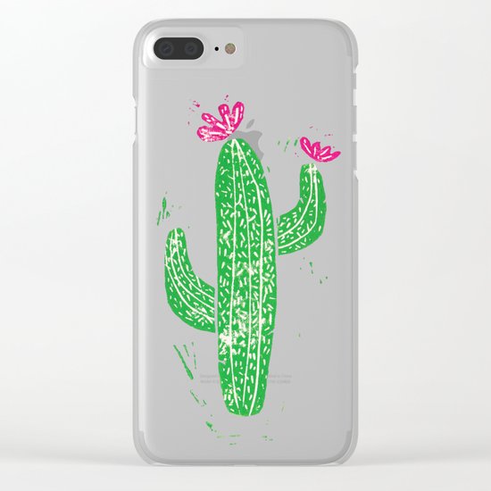Linocut Cactus #2 Clear iPhone Case