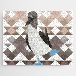 Adorable blue-footed booby bird on a ombre pattern background - animal graphic design Jigsaw Puzzle