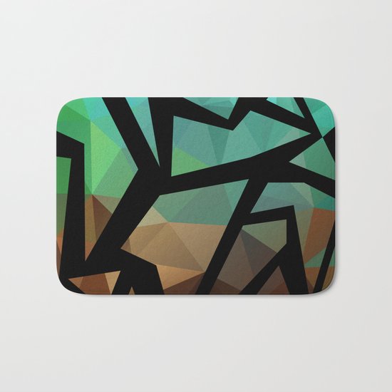 Abstract background of triangles polygon print. Bright dark design colors Bath Mat