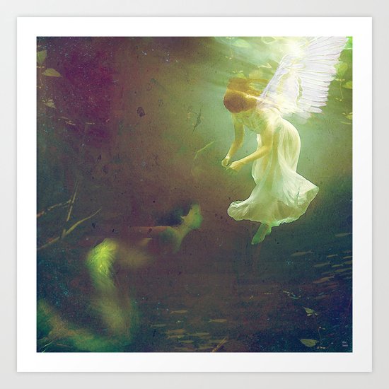 The angel and the mermaid Art Print