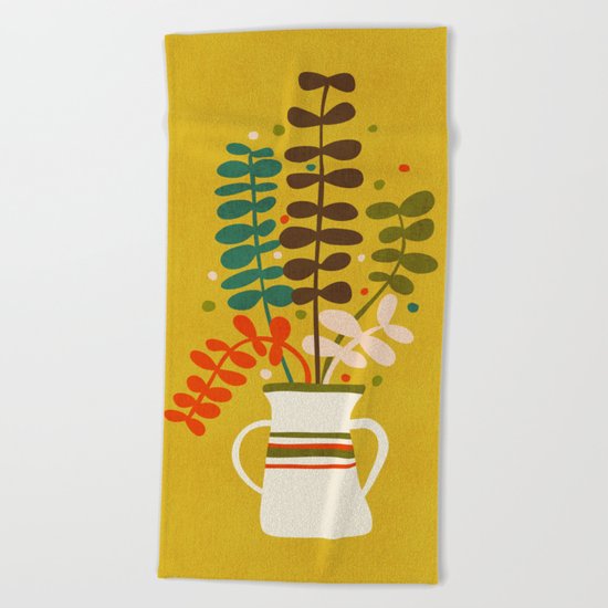 Potted Leaves Beach Towel