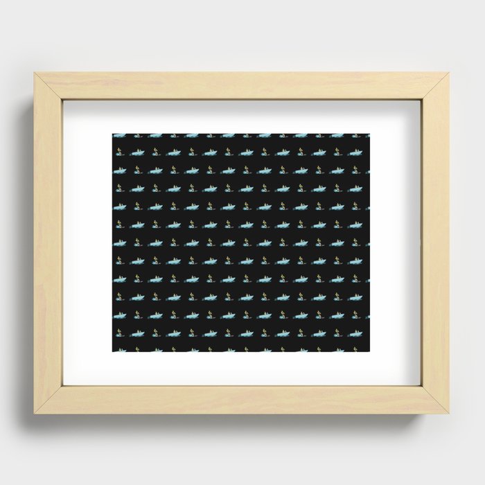Water Ski Black Pattern Recessed Framed Print