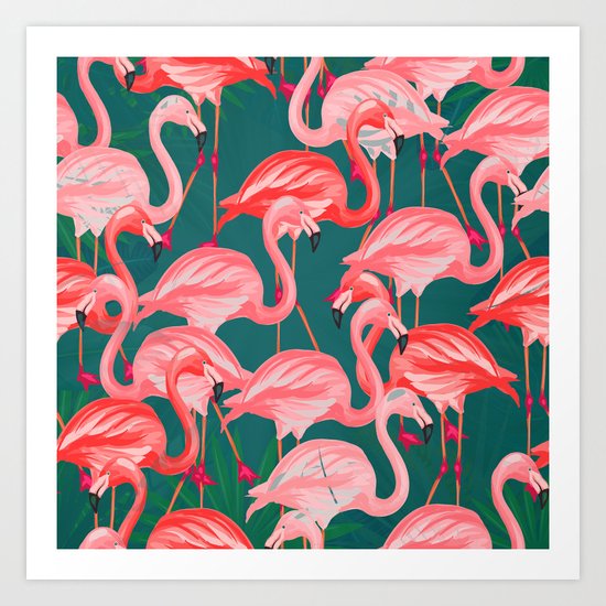 flamingo tropical Art Print