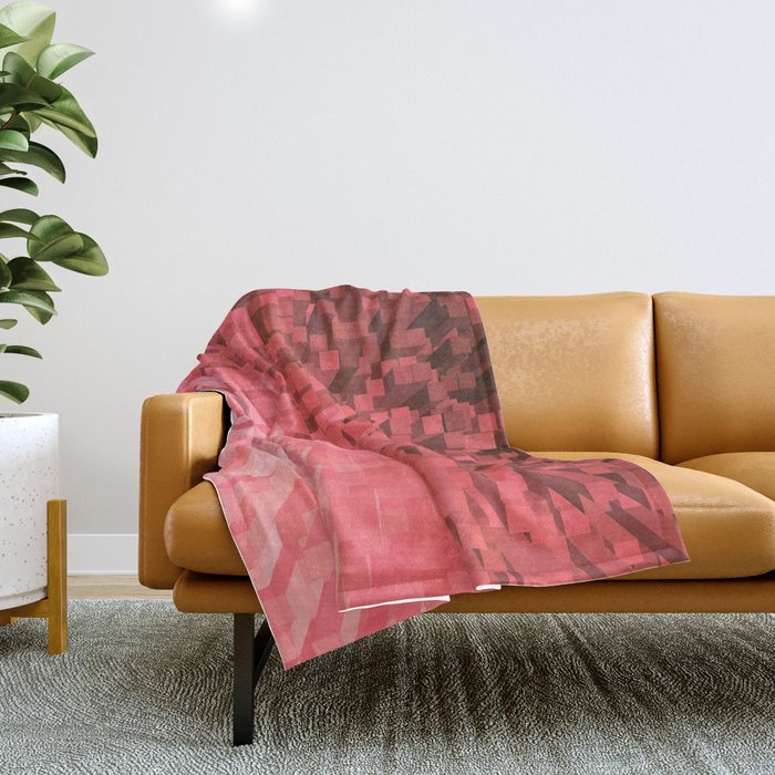 Coral Pixelated Pattern Throw Blanket