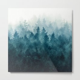 The Heart Of My Heart // So Far From Fog Forest Home Metal Print | Wildandfree, Magic, Landscape, Watercolor, Curated, Pine Trees, Woods, Wanderlust, Watercolour, Abstract 