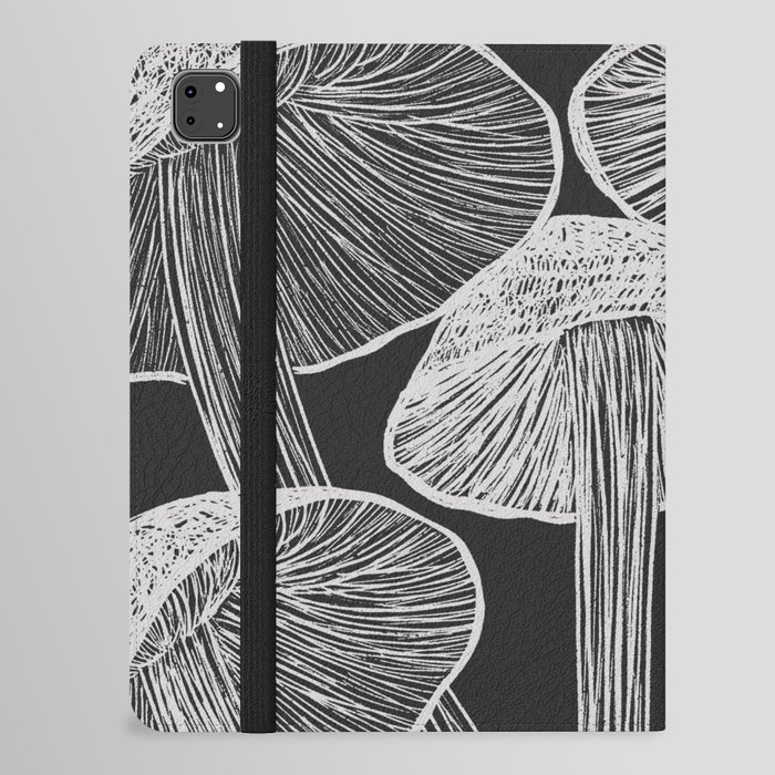 Black White Mushroom Midnight Garden iPad Folio Case