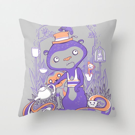 Tea Monkey Tea Party Throw Pillow