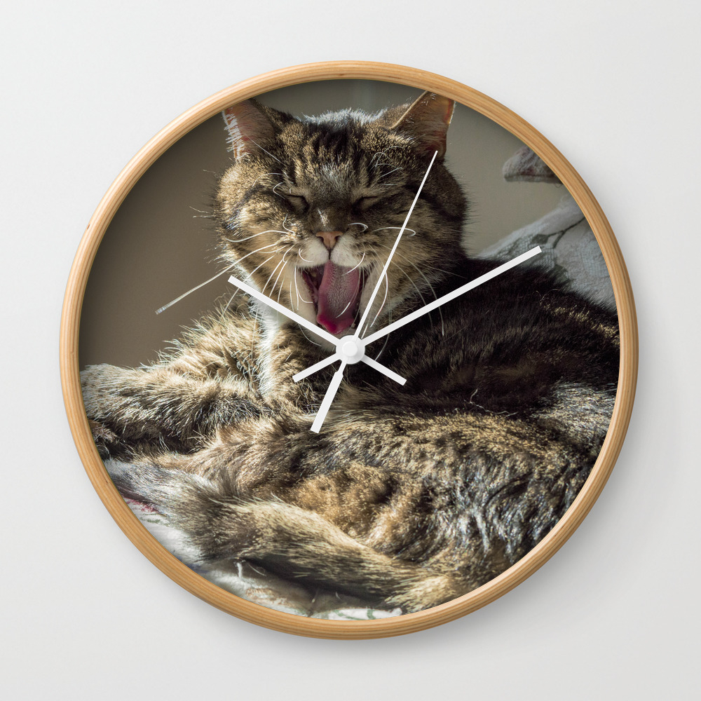 The Laughing Cat Wall Clock By Attemptingpatti Society6