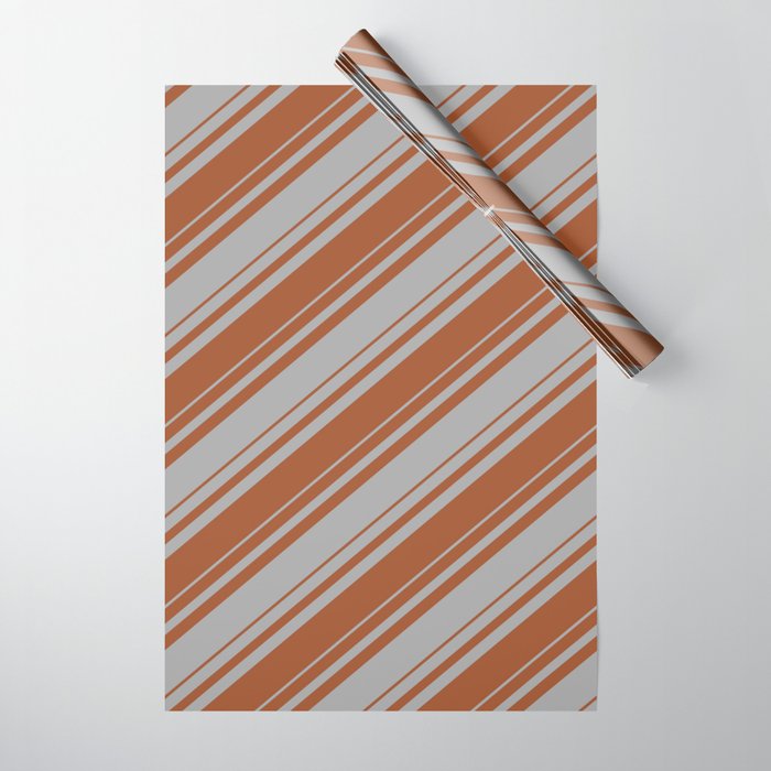 Dark Gray and Sienna Colored Striped/Lined Pattern Wrapping Paper
