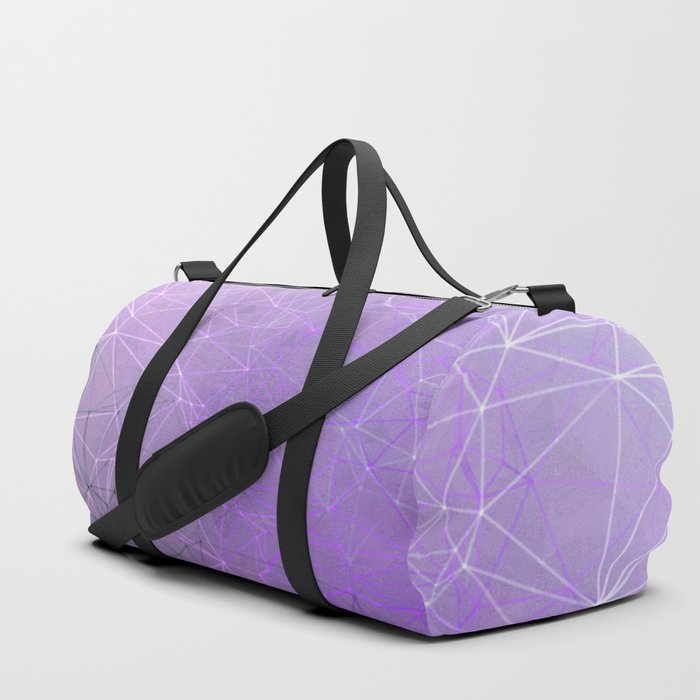 fractal geometric line pattern abstract art in purple Duffle Bag