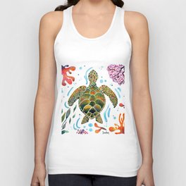 Turtle Art Print Unisex Tank Top
