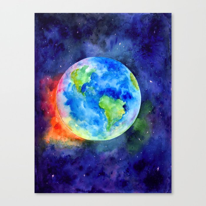 Watercolor Painting Of Earth Canvas Print By Chengjing Society6