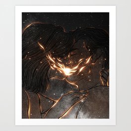 Fire kiss. Art Print