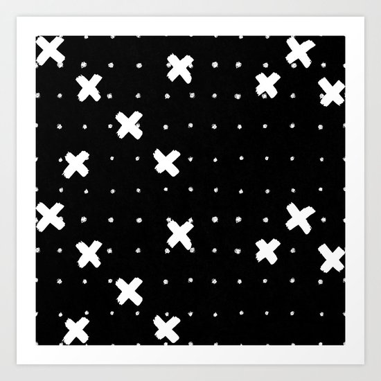 Cosine White on Black Art Print