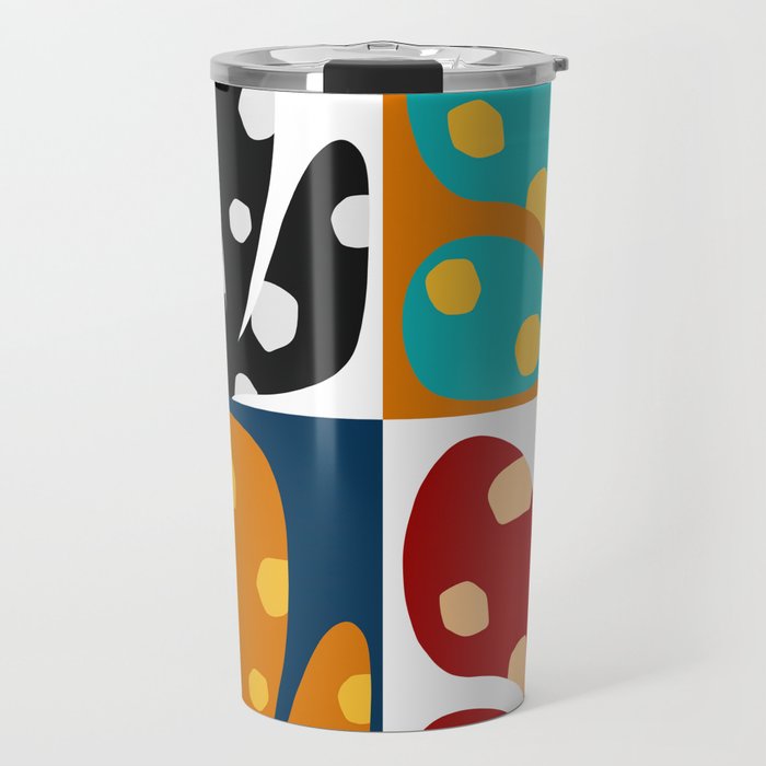 Spots patterned color leaves patchwork 3 Travel Mug