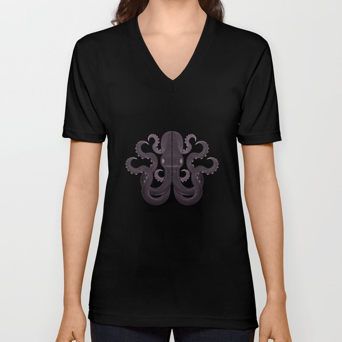 Geometric octopus V Neck T Shirt