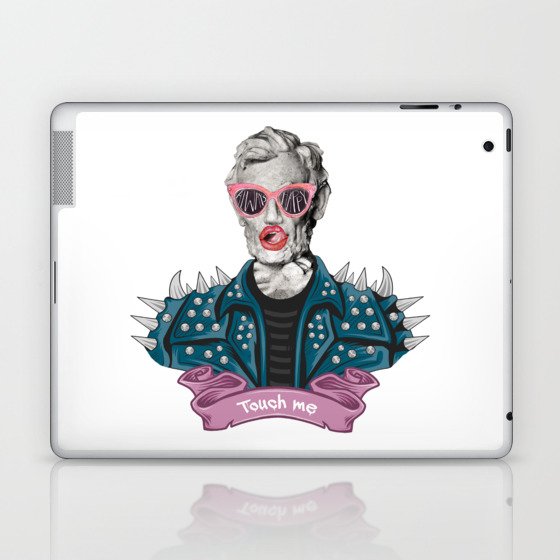 Touch Me. Illustration of President Lincoln wearing leather jacket and sunglasses Laptop & iPad Skin