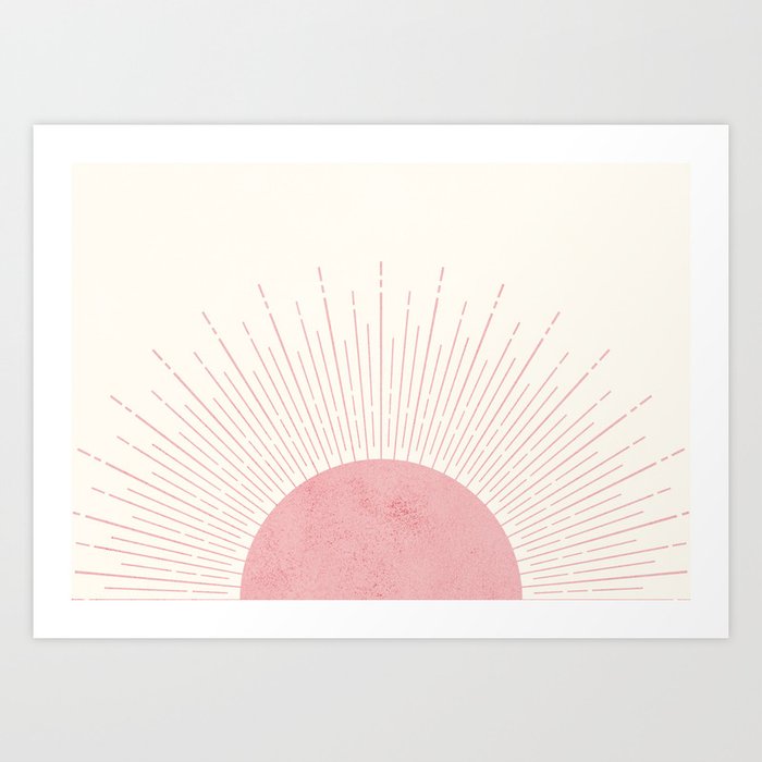 Pink Sunrise Boho Midcentury Art Print