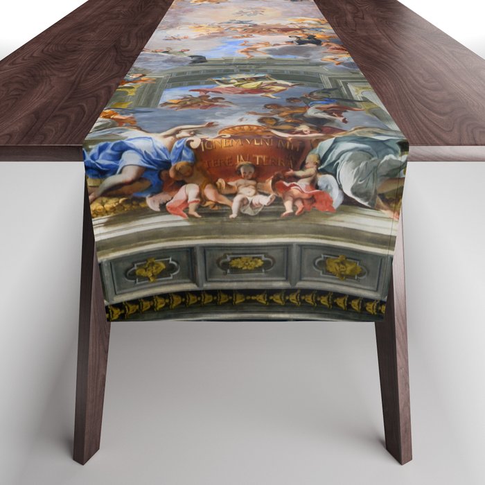 The Triumph Of St Ignatius Ceiling Painting Fresco Renaissance  Table Runner