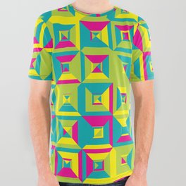 Funny Square Pattern All Over Graphic Tee