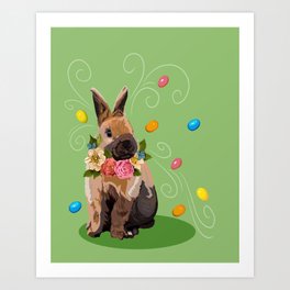 Brown Bunny Holiday Art Print