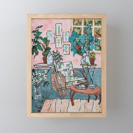 Rattan Chair in Jungle Room Framed Mini Art Print