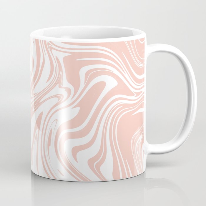 Liquid Contemporary Abstract Simone Pink and White Swirls - Pink Retro Liquid Swirl Pattern Coffee Mug