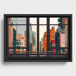 New York City Window #2-Surreal View Collage Framed Canvas