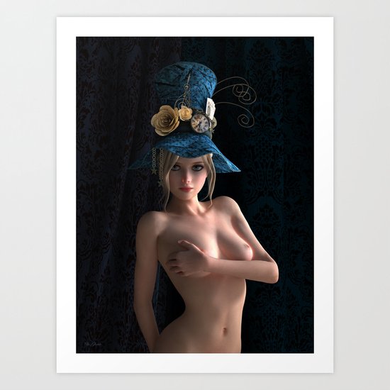 Nude Steampunk girl Art Print