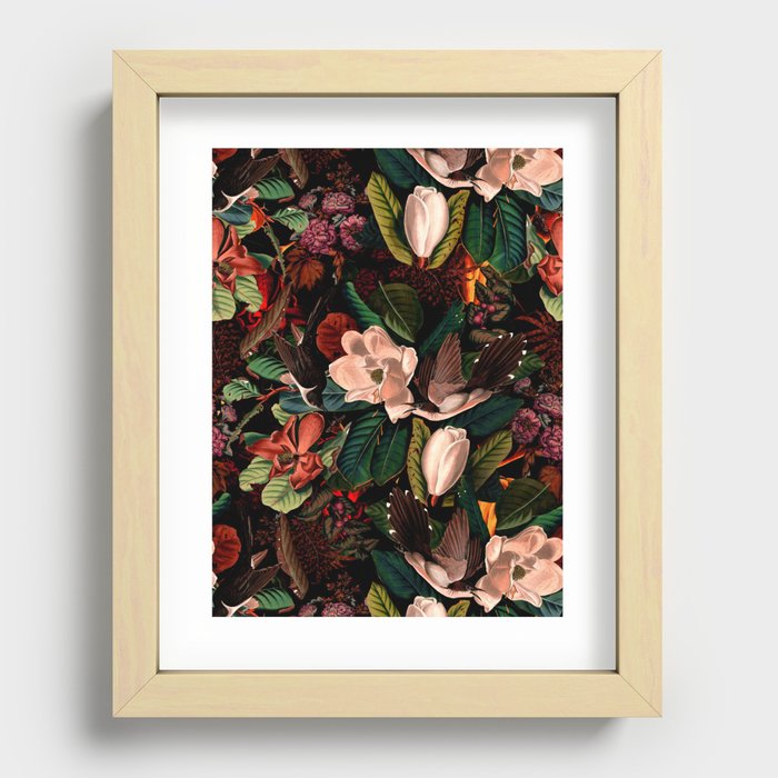 FLORAL AND BIRDS XIV Recessed Framed Print