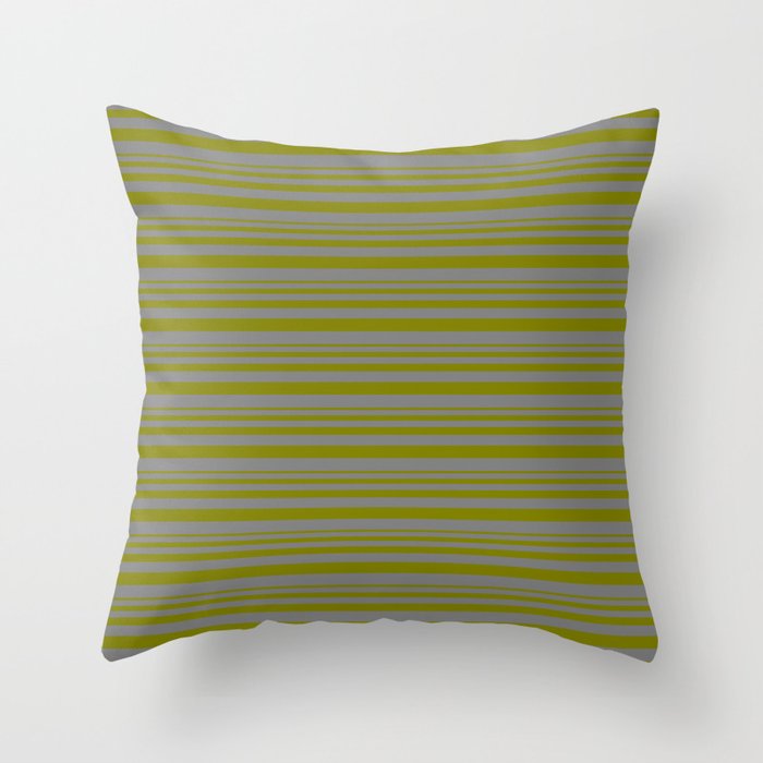 Green & Gray Colored Striped/Lined Pattern Throw Pillow