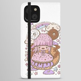 Cute doughnut girl kawaii style iPhone Wallet Case