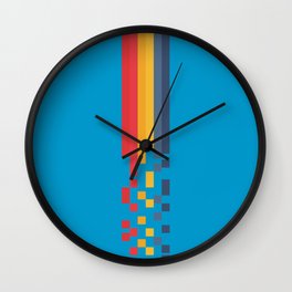Classic 80s Video Game Style Retro Stripes Pixel Drops - Akiko Wall Clock