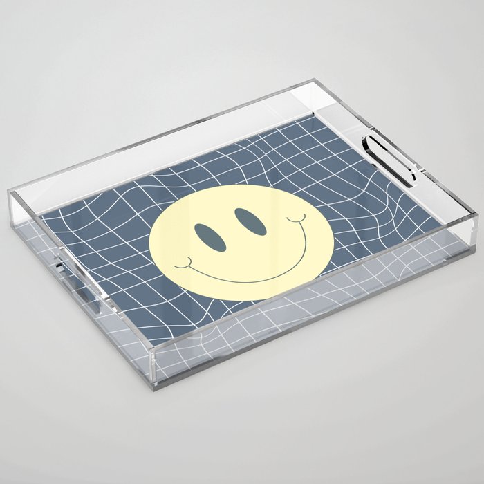 Warp checked smiley in gray Acrylic Tray