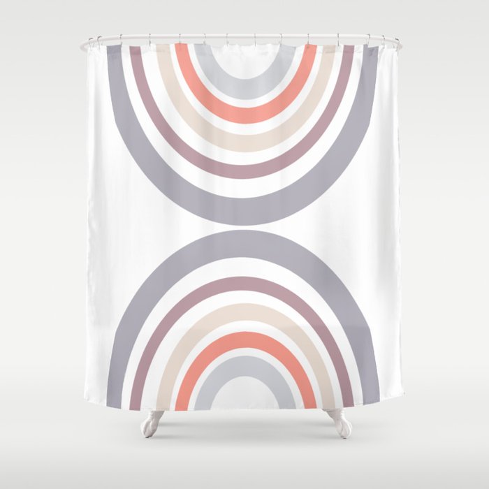 Modern Double Rainbow Hourglass in Muted Earth Tones Shower Curtain
