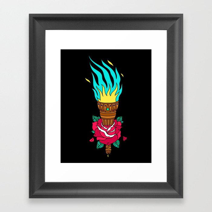 TORCHED ROSE Framed Art Print