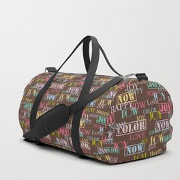 Enjoy The Colors - Colorful typography modern abstract pattern on Coffee Brown color Duffle Bag